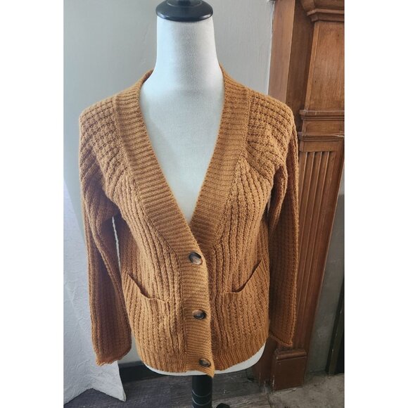 Pink Rose Rust Color V-Neck Button Up Cardigan With Pockets. Womens Size Small - Picture 1 of 7